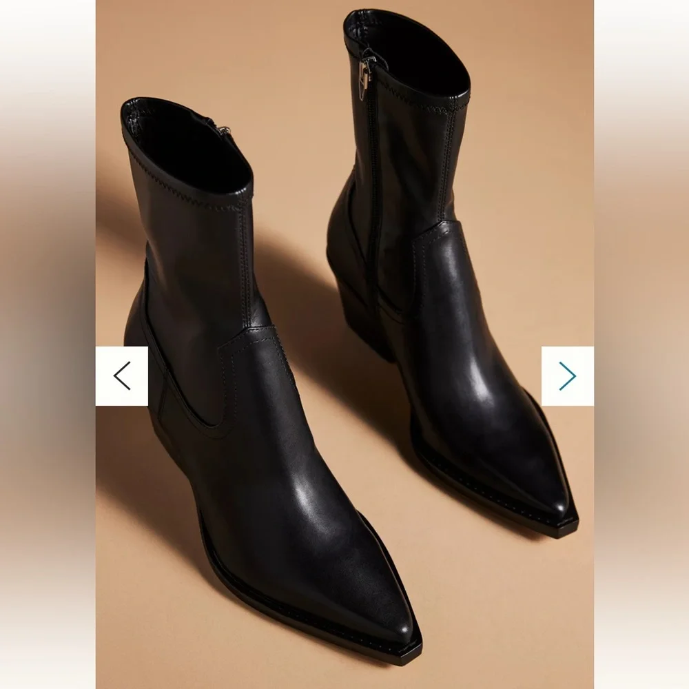Anthropologie Dolce Vita Rutger Western Boots Leather Block Heel Booties 10